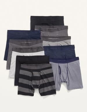 Soft-Washed Built-In Flex Boxer-Brief Underwear 10-Pack for Men --6.25-inch inseam multi