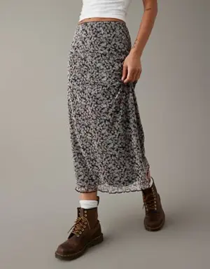 Mini Mesh High-Waisted Midi Skirt