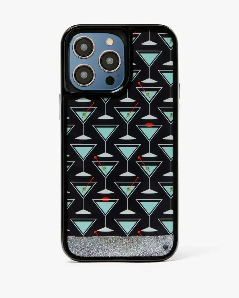 Kate Spade Shaken Not Stirred Liquid Glitter iPhone 14 Pro Max Case. 1