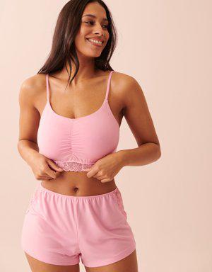 Modal Crop Cami with Lace Trim