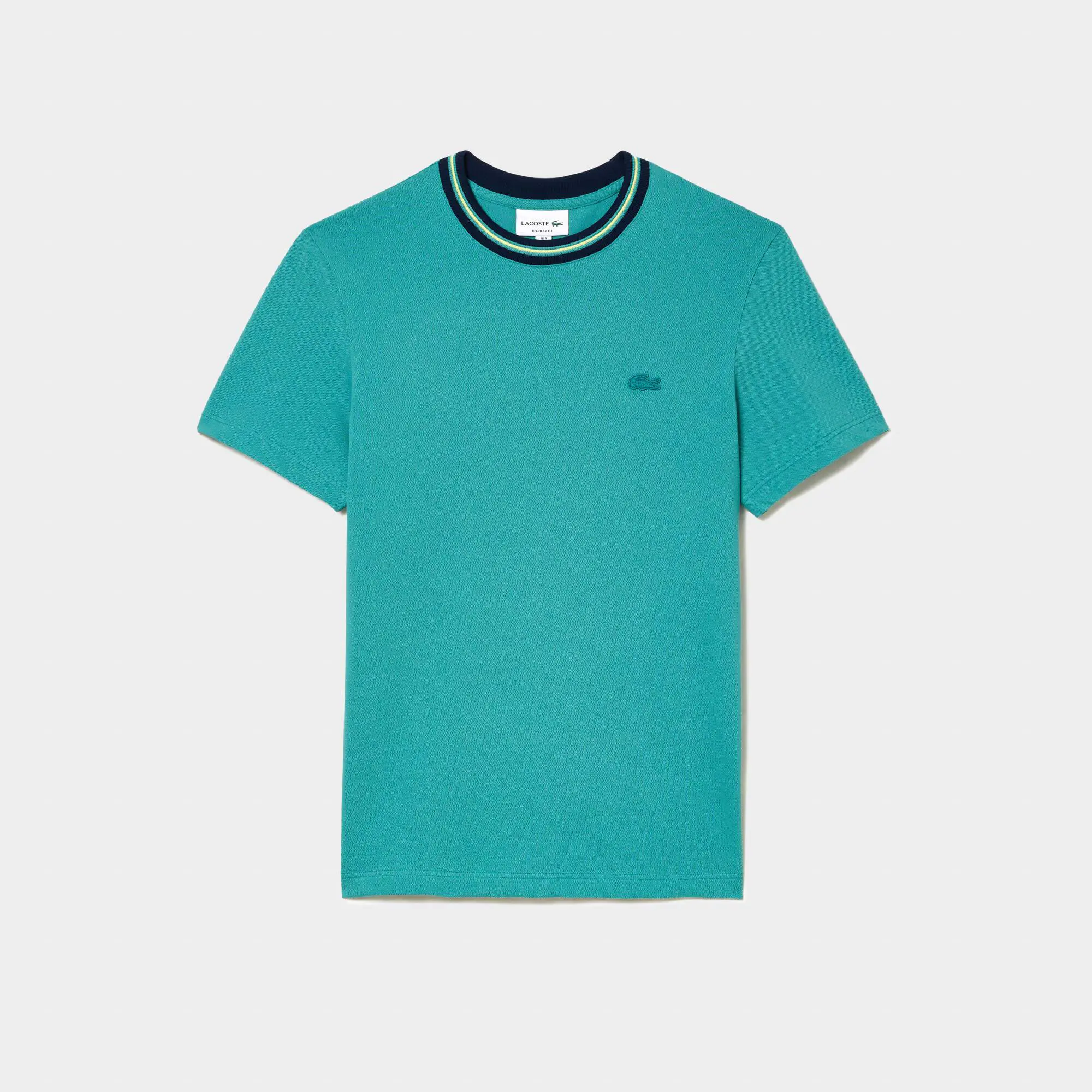 Lacoste Camiseta de piqué elástico con cuello a rayas. 1