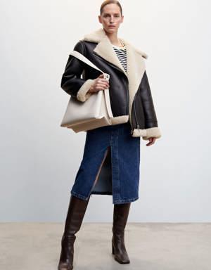 Faux shearling-lined jacket