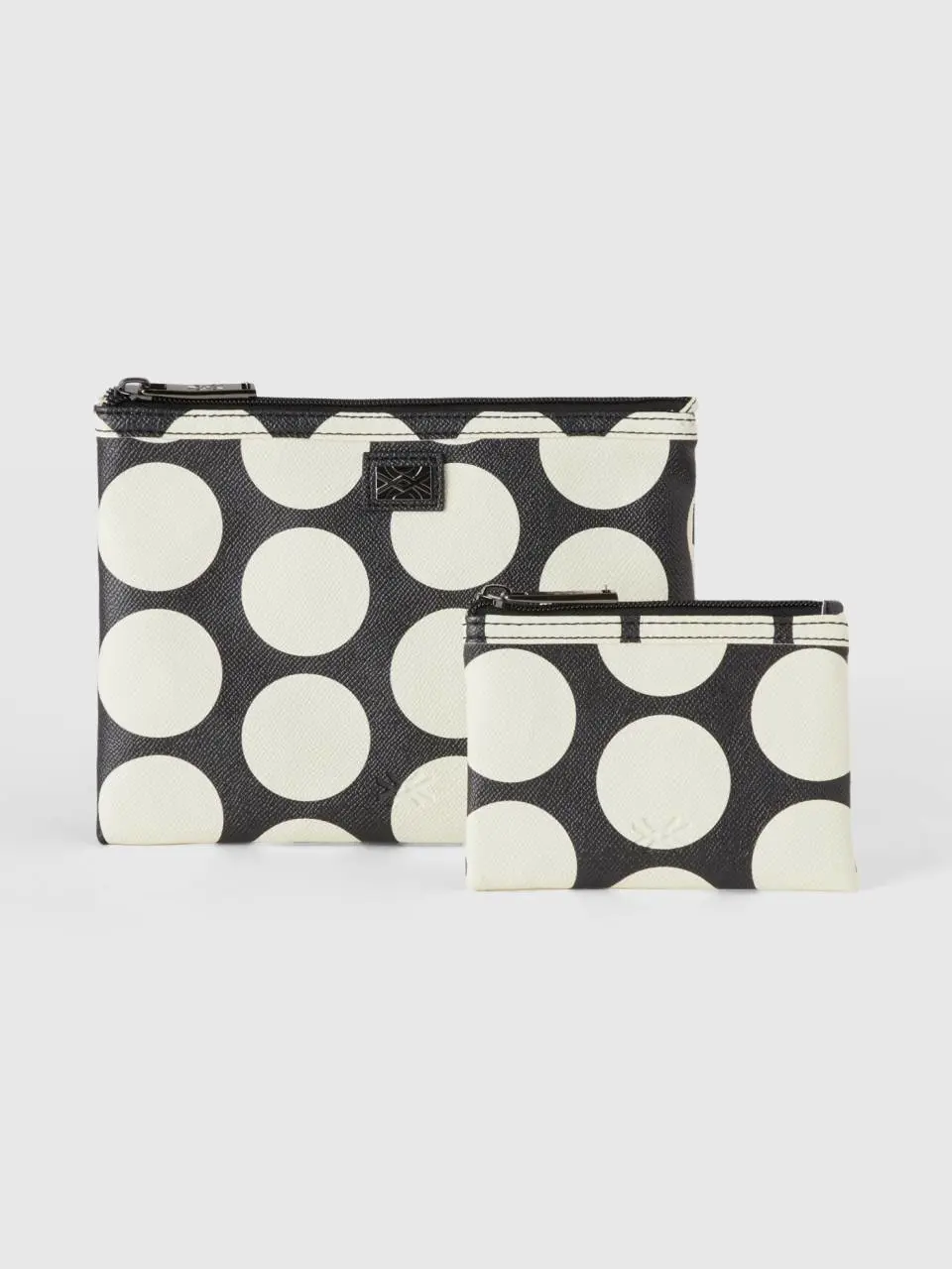 Benetton two black bags with white polka dots. 1