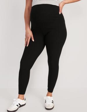 Maternity Full-Panel Rib-Knit Leggings black