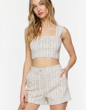 Forever 21 Jacquard Crop Top &amp; Shorts Set White/Multi