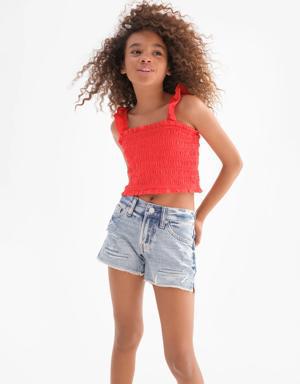 Kids Low Stride Denim Shorts with Washwell blue