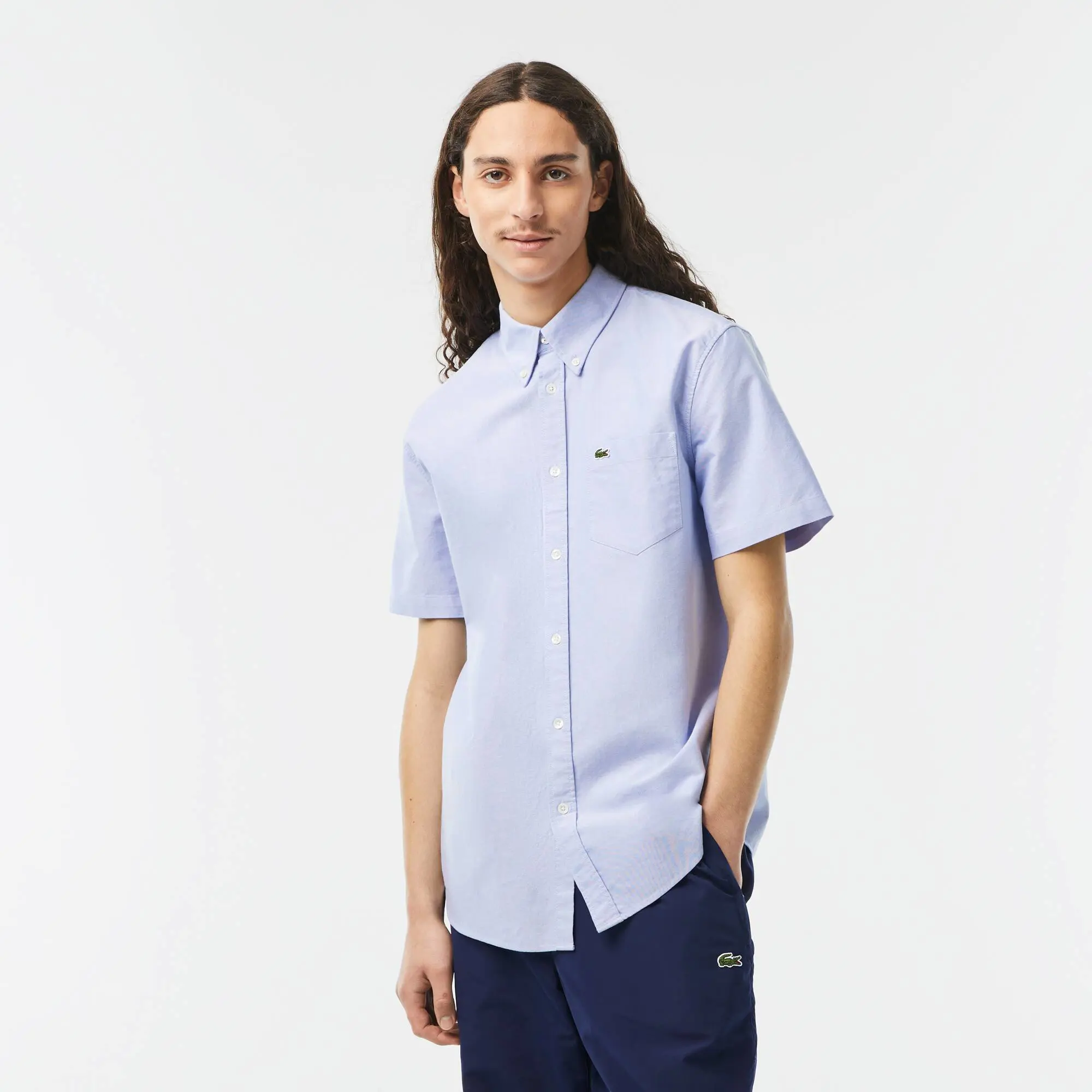 Lacoste Chemise regular fit à manches courtes en coton Oxford premium. 1