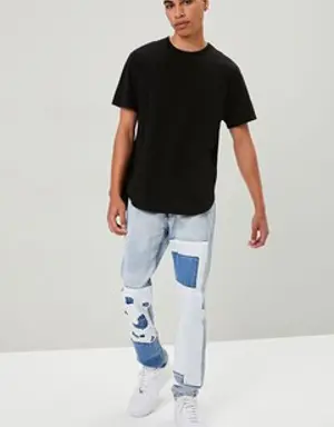 Forever 21 Distressed Patchwork Slim Fit Jeans Denim/Multi