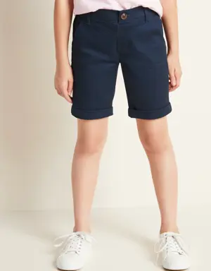 Stain-Resistant Uniform Bermuda Shorts for Girls blue