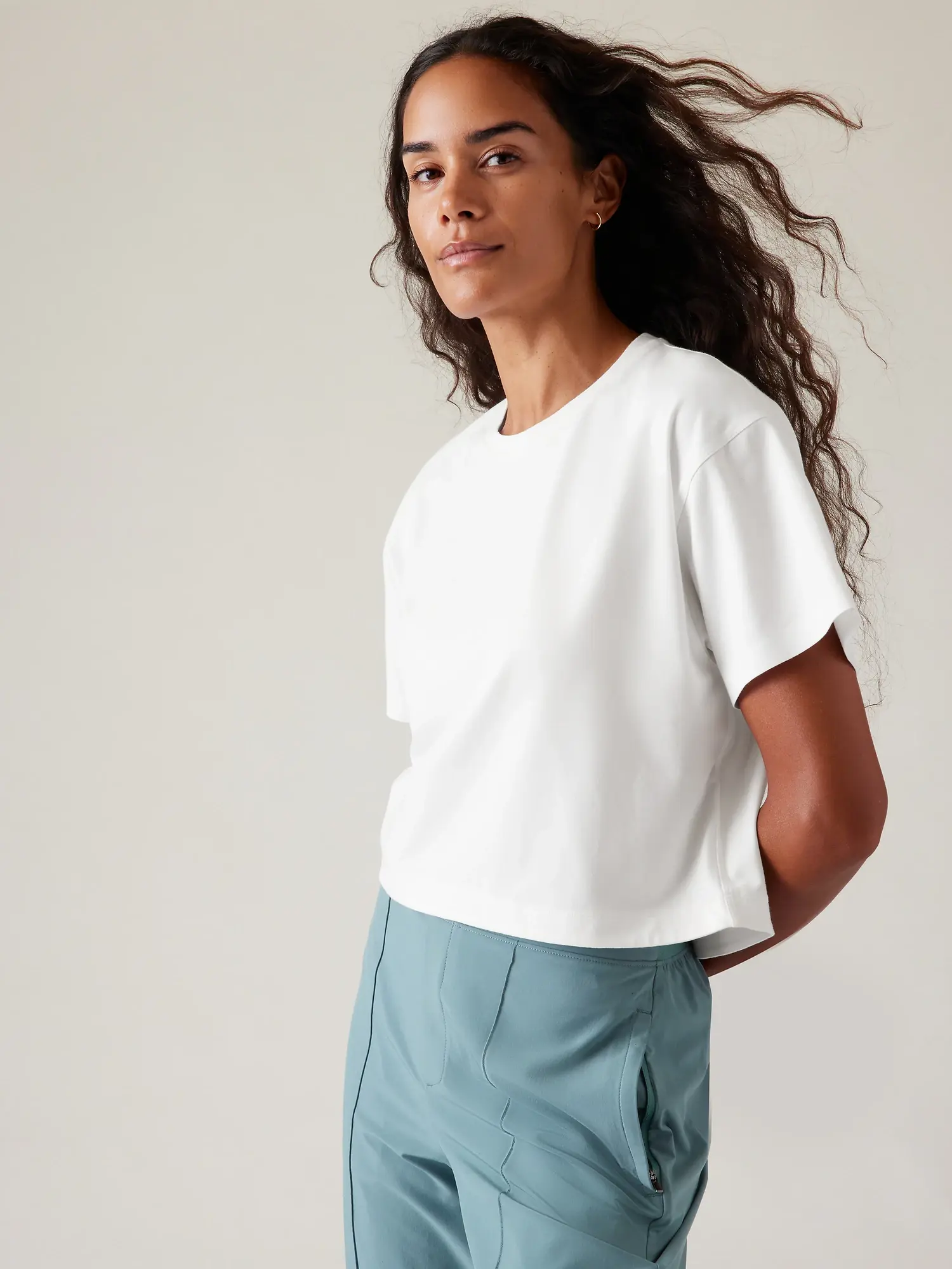 Athleta Effortless Crop Tee white. 1