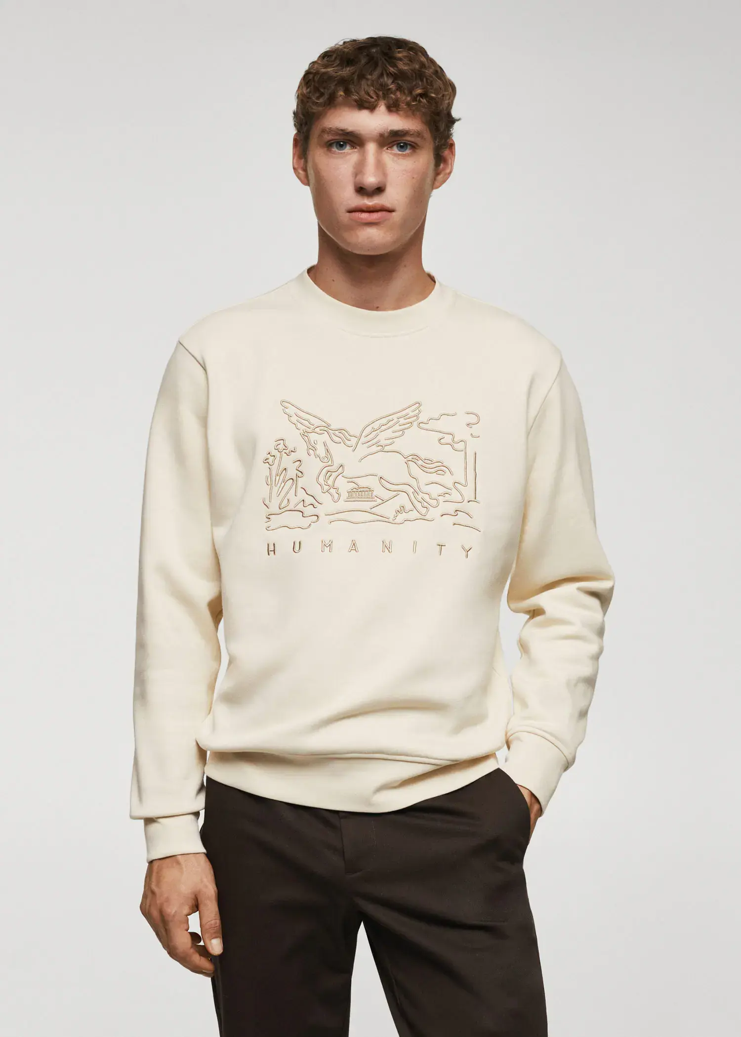 Mango Baumwoll-Sweatshirt mit Stickdetail. 2