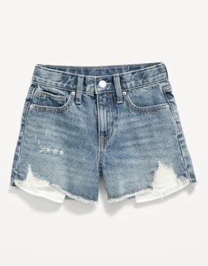 High-Waisted Exposed-Pocket Jean Shorts for Girls multi