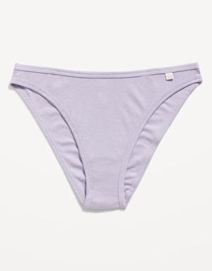 High-Waisted French-Cut Rib-Knit Bikini Underwear for Women purple