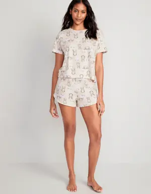 Sunday Sleep Pajama T-Shirt & Shorts Set for Women multi