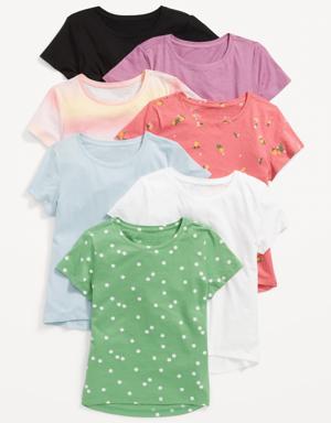 Softest Printed T-Shirt 7-Pack for Girls green