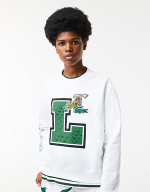 Women's Holiday Loose Fit Oversized Print And Branded Sweatshirt