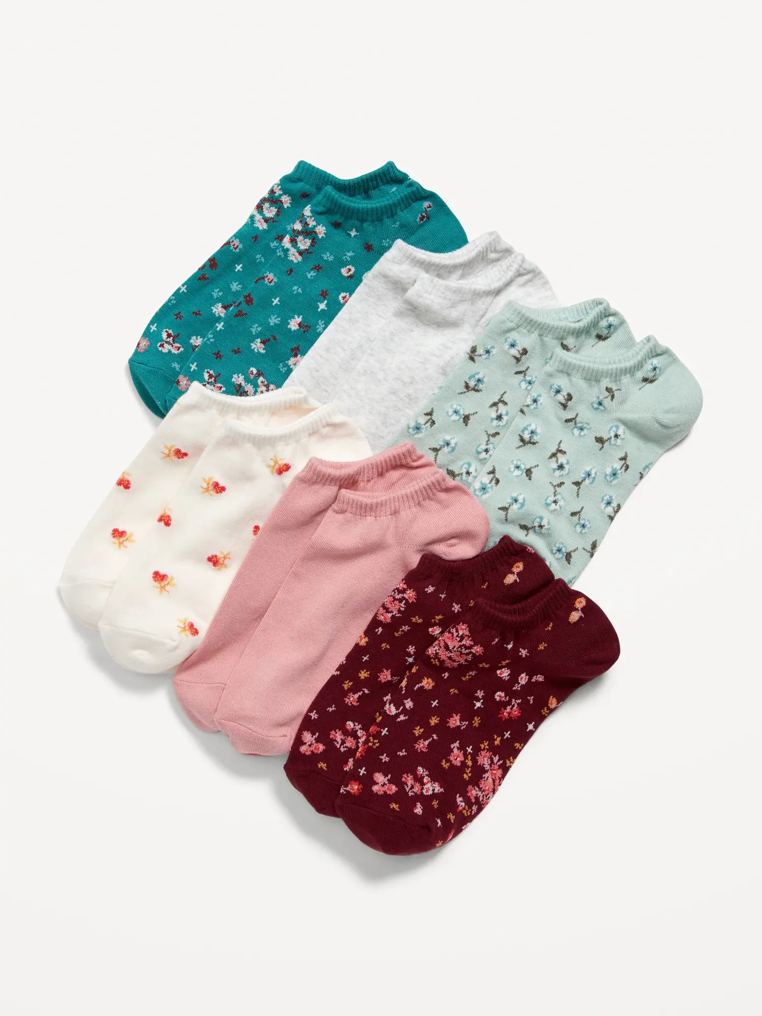 Old Navy Novelty Ankle Socks 6-Pack for Women red. 1