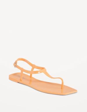 Opaque Jelly T-Strap Sandals orange
