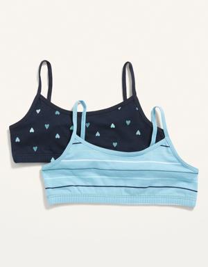 Patterned Jersey-Knit Cami Bra 2-Pack for Girls blue
