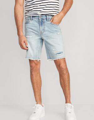 Slim Ripped Cut-Off Jean Shorts for Men -- 9-inch inseam blue