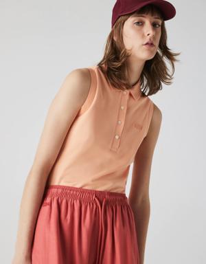 Women's Slim Fit Sleeveless Cotton Piqué Polo Shirt