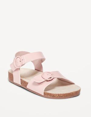 Faux Patent-Leather Buckle Sandals for Toddler Girls pink