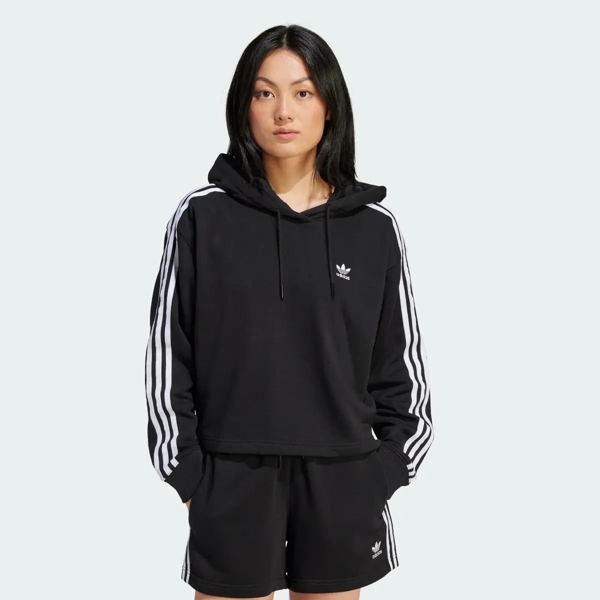 Adidas Adicolor 3-Stripes Short Hoodie. 2