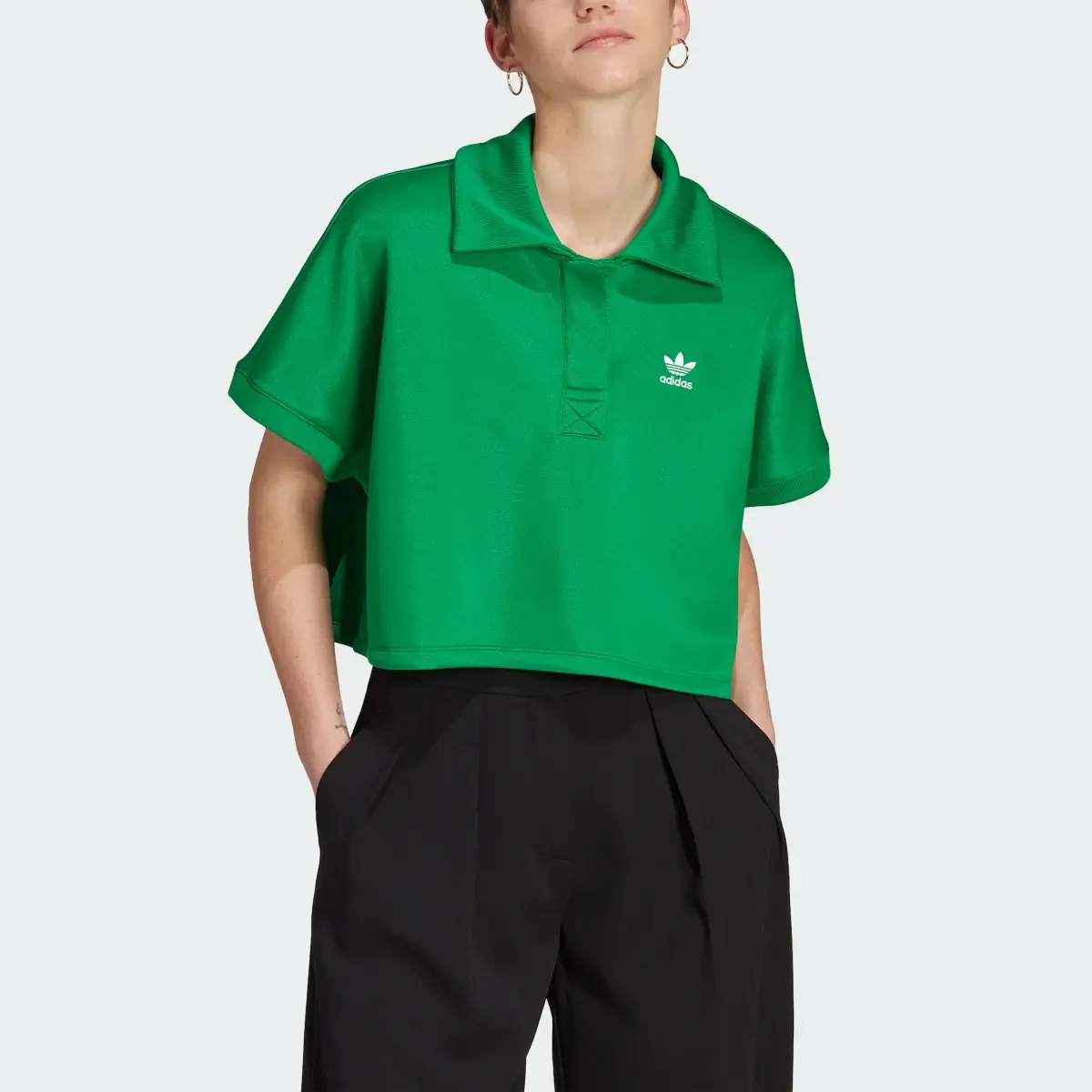 Adidas Adicolor Classics Oversized Crop Polo Tişört. 1