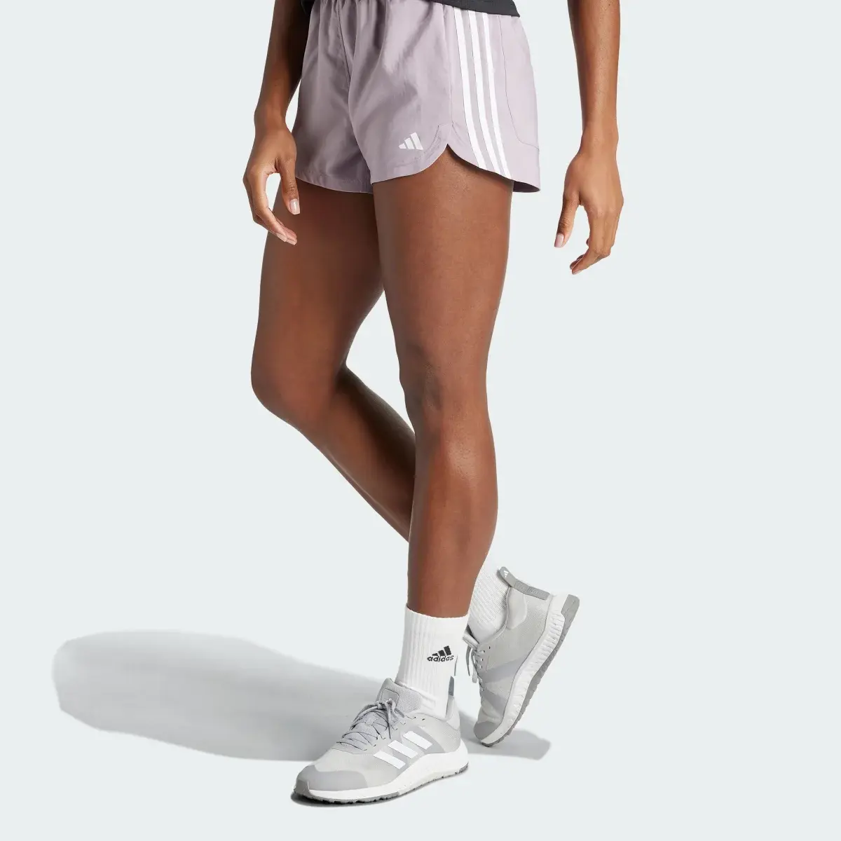 Adidas Pacer Training 3-Stripes Woven High-Rise Shorts. 1