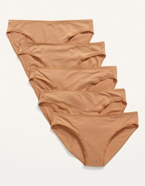 Mid-Rise Supima® Cotton-Blend Bikini Underwear 5-Pack brown