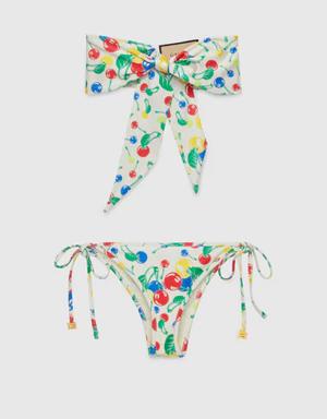 cherries print jersey bikini set