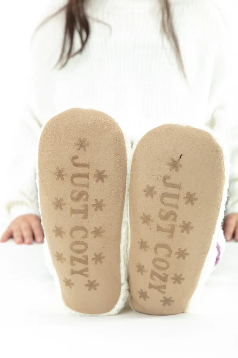 Just Cozy White & Purple - Cozy Slipper Socks - 5-8. 3 Just Cozy White & Purple - Cozy Slipper Socks - 5-8. 3