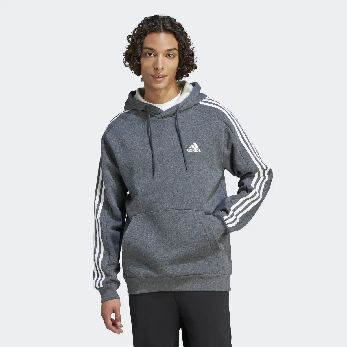 Adidas Essentials Fleece 3-Stripes Hoodie. 2