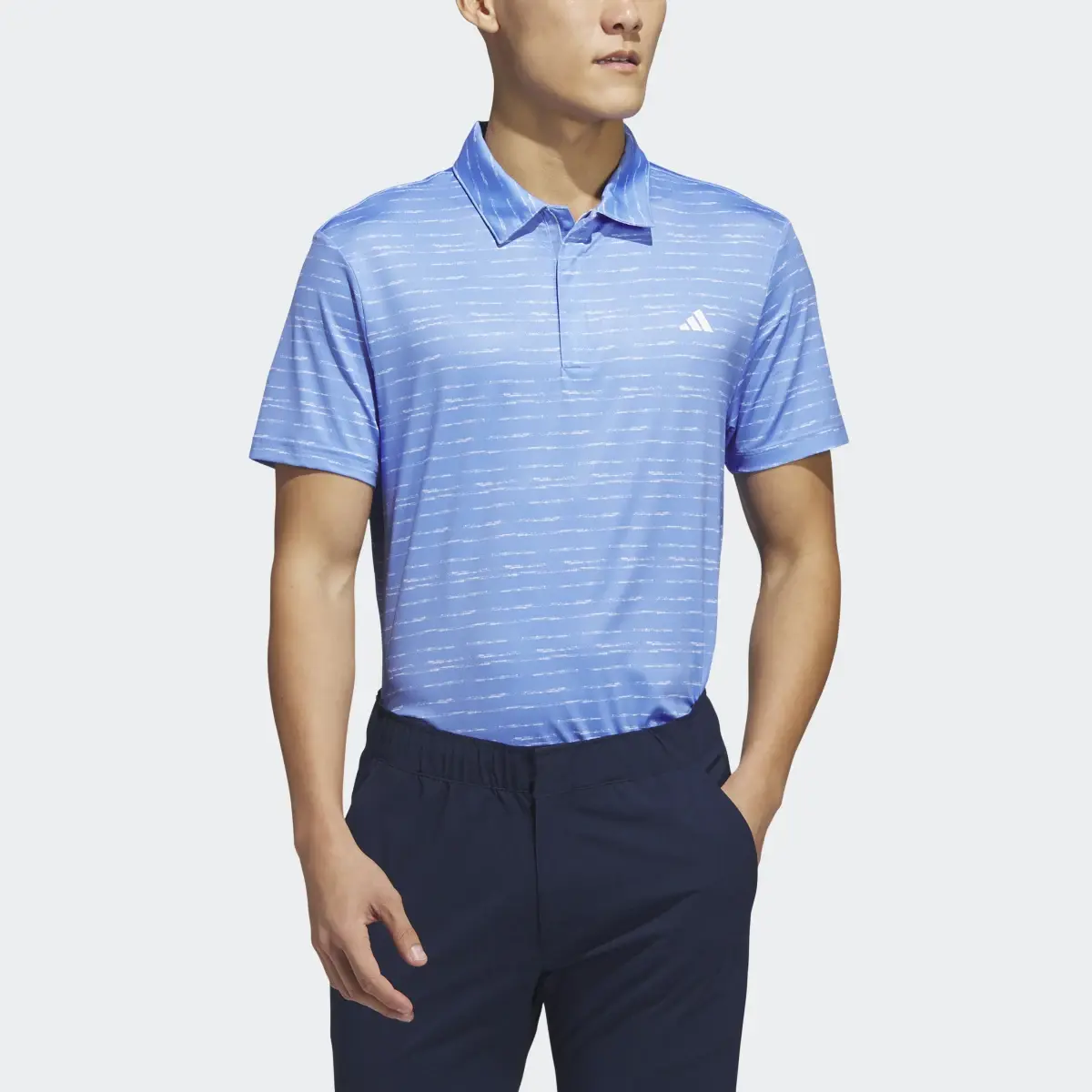 Adidas Stripe Zip Golf Polo Shirt. 1