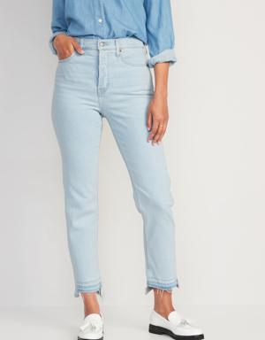 Extra High-Waisted Button-Fly Sky-Hi Straight Cut-Off Jeans for Women blue