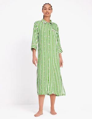 Dragonfly Stripe Maxi Shirt Dress