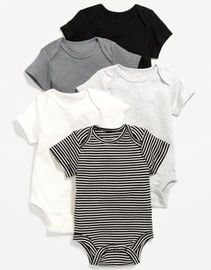 Unisex Short-Sleeve Bodysuit 5-Pack for Baby gray