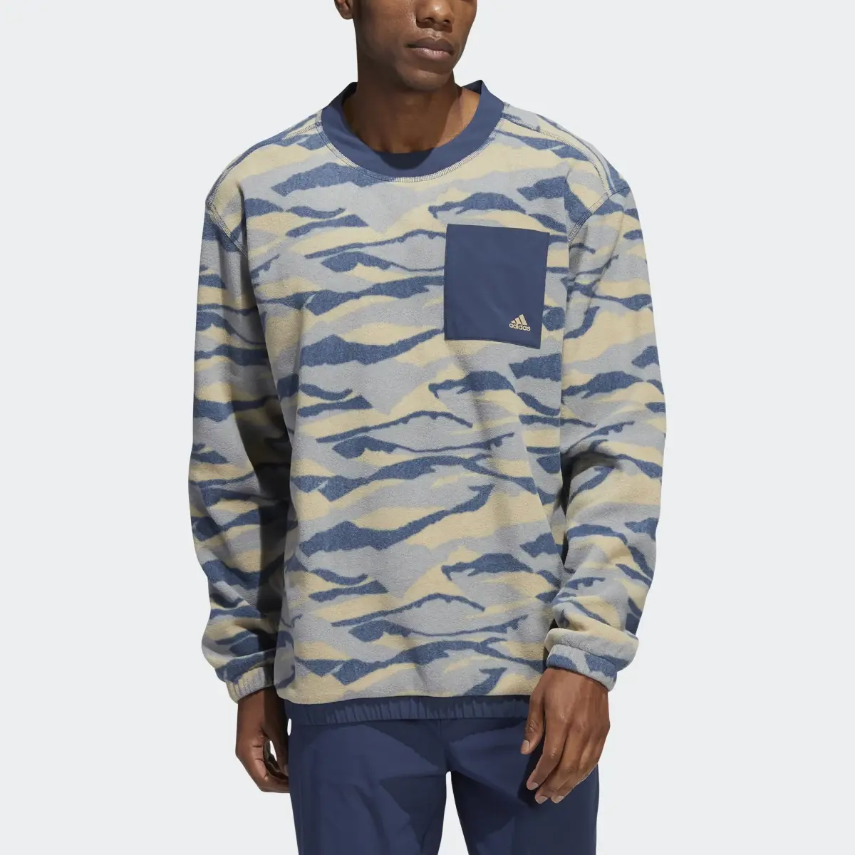 Adidas Texture-Print Crew Sweatshirt. 1