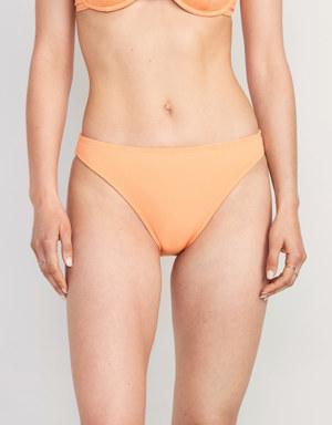 High-Waisted French-Cut Ribbed Bikini Swim Bottoms for Women orange