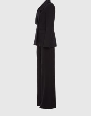 Double Buttoned Black Suit with Palazzo Pants