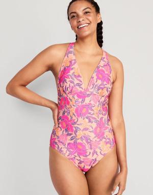Old Navy Matching V-Neck One-Piece Swimsuit for Women orange
