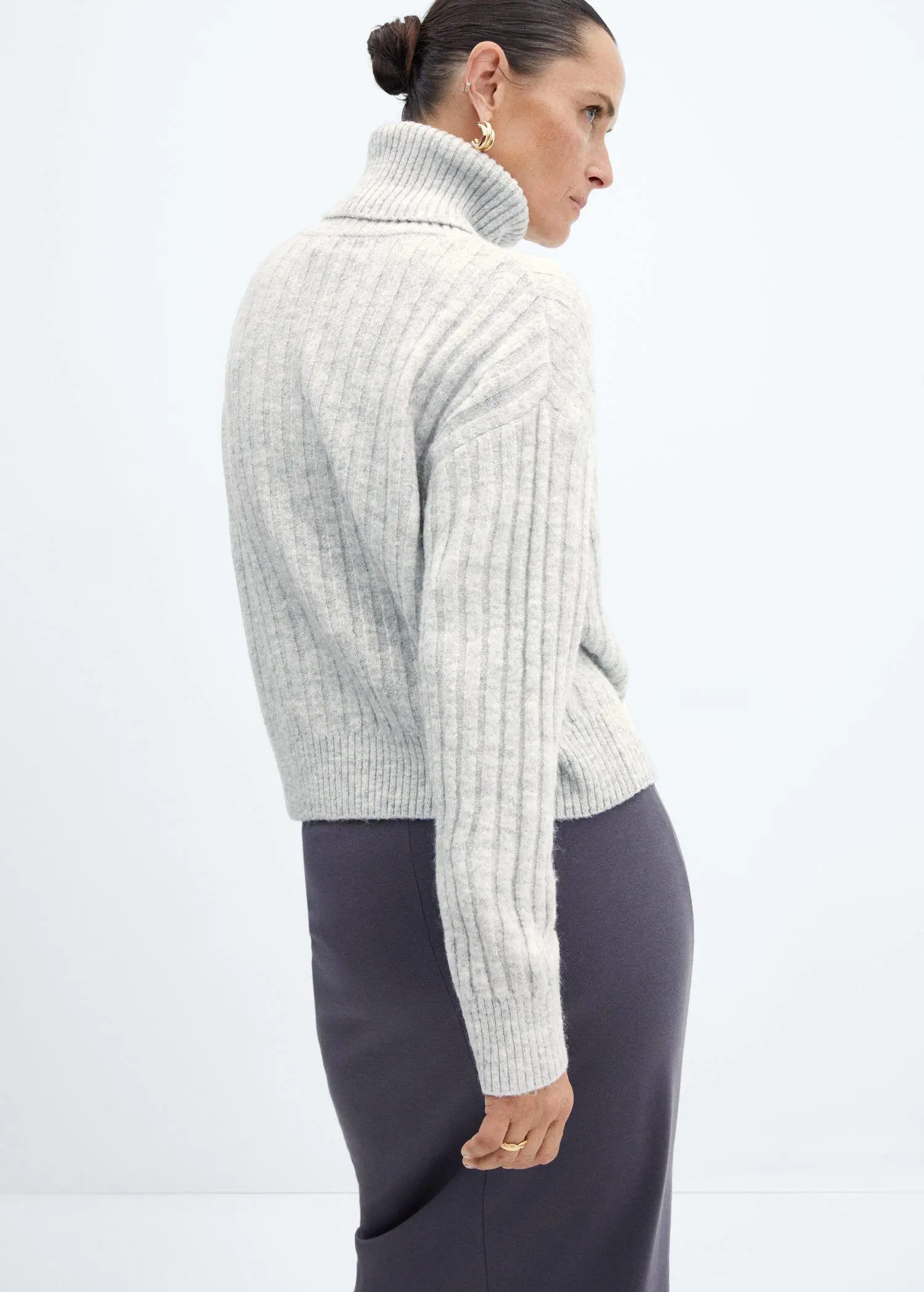 Mango Rolled neck cable sweater. 3