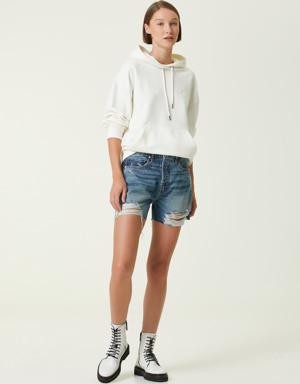 High Rise Vintage Mavi Jean Şort