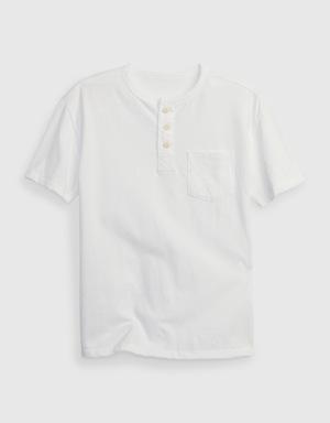 Kids Pocket Henley T-Shirt white