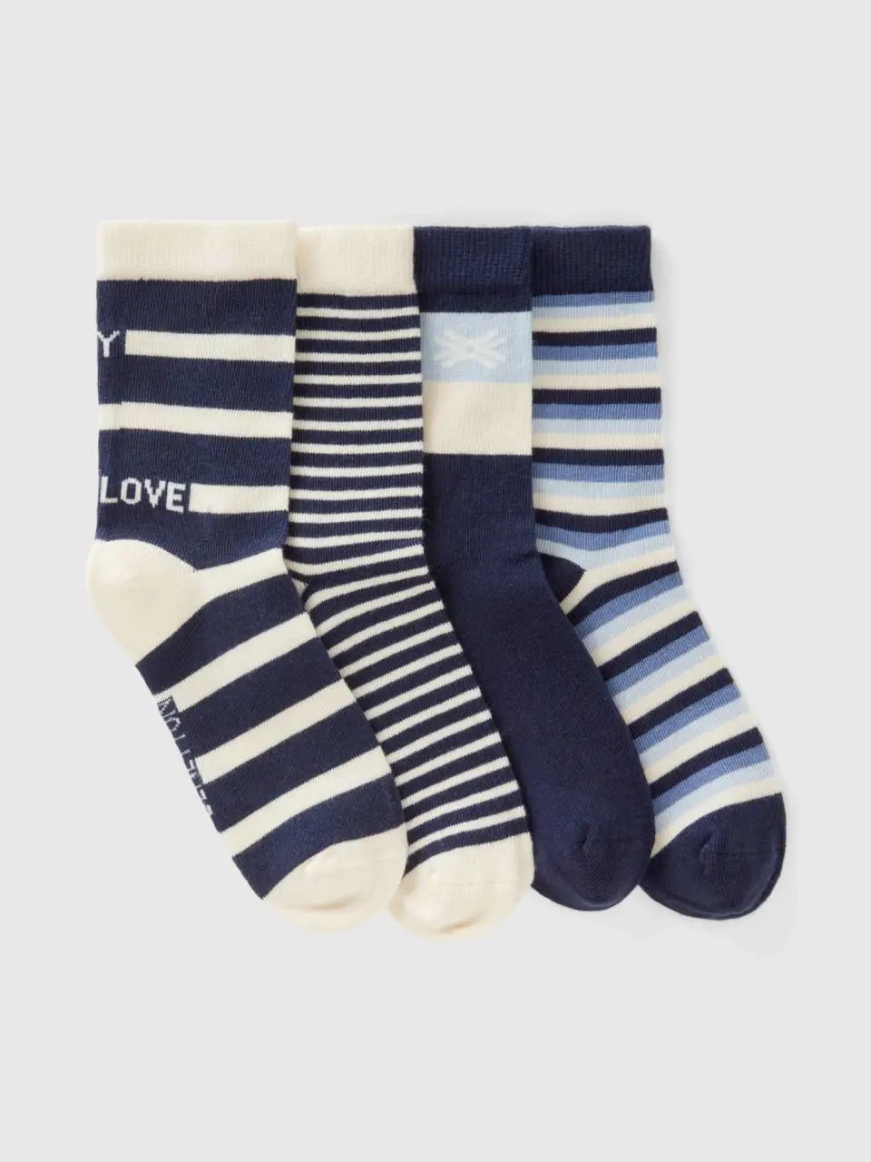 Benetton set of blue striped jacquard socks. 1