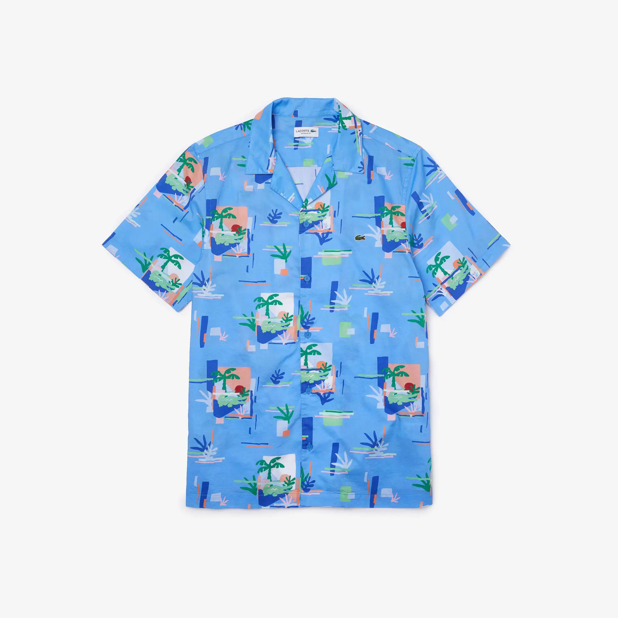 Lacoste Men's Print Cotton Voile Hawaiian Shirt. 2
