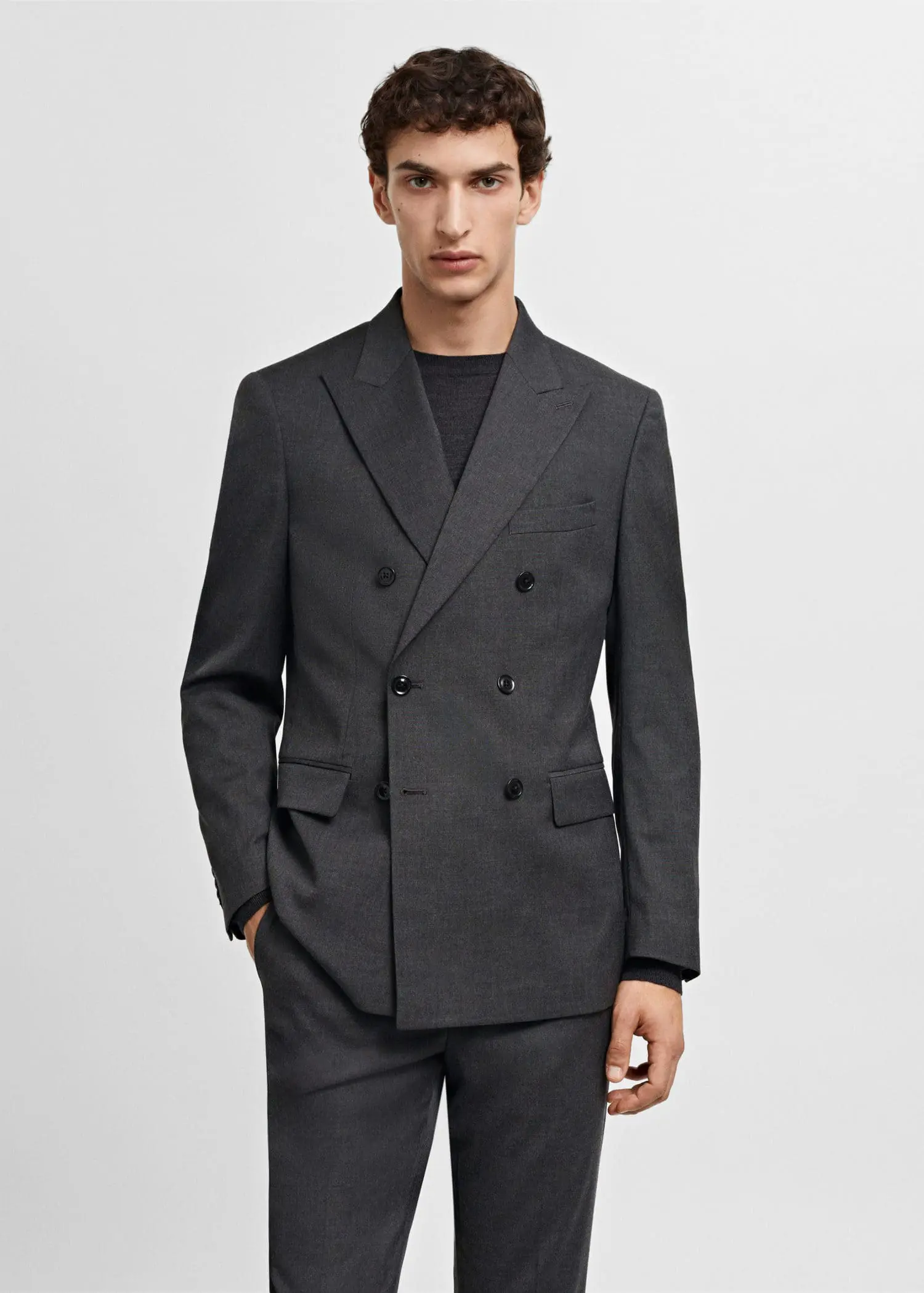 Mango Slim fit double-breasted suit blazer. 2