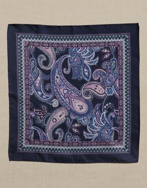 Banana Republic Paisley Silk Pocket Square blue