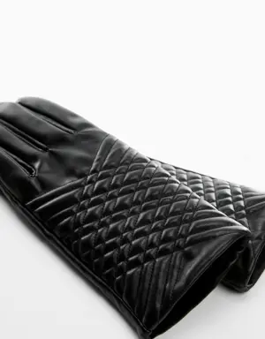 Padded leather-effect gloves