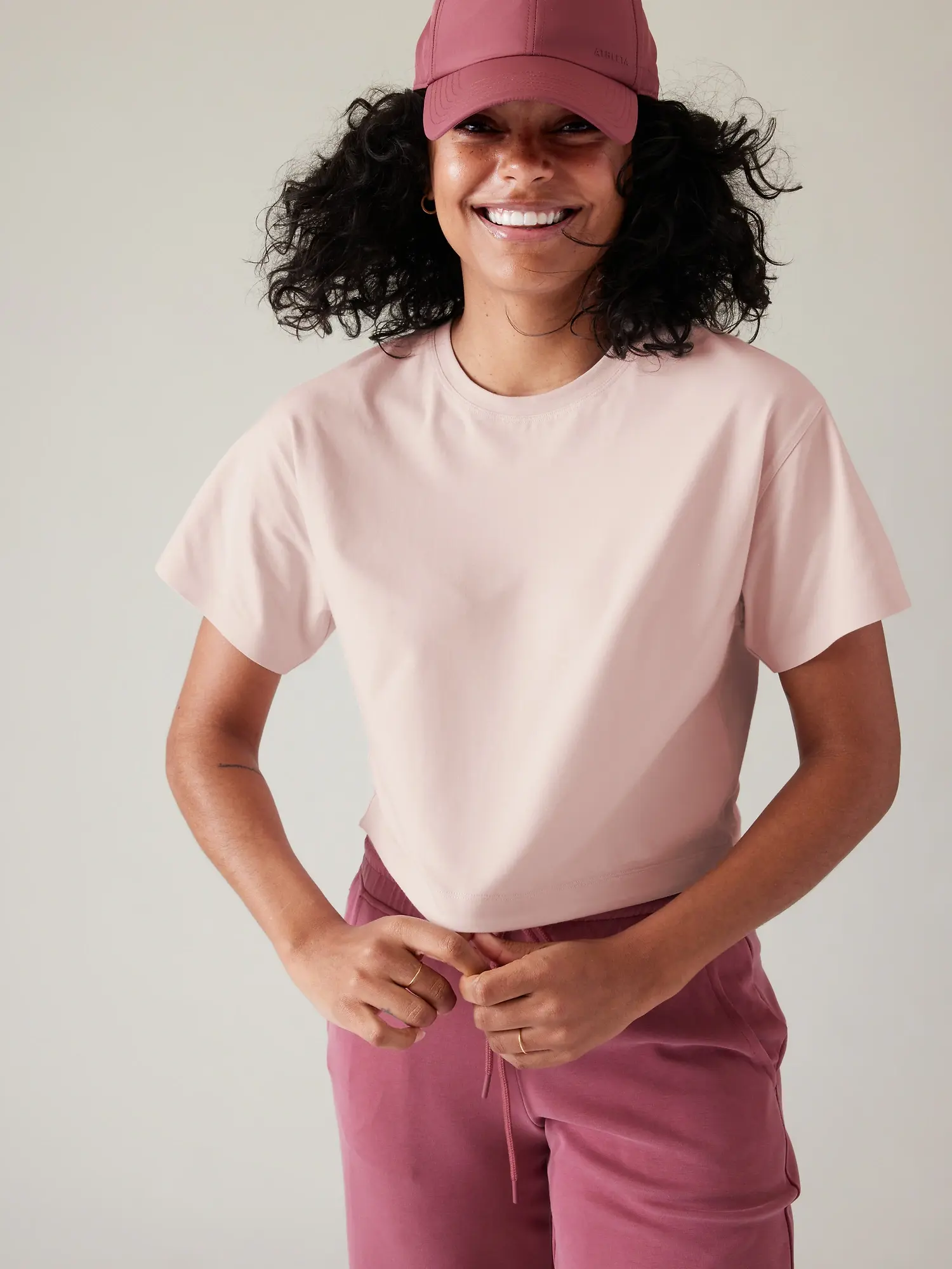 Athleta Effortless Crop Tee pink. 1